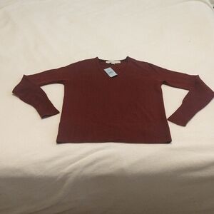 LOFT Deep Red V-Neck Lightweight Sweater - XXS petite - NWT
